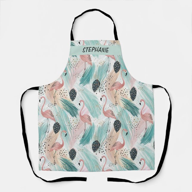 Watercolor Flamingo Tropisches Muster Schürze (Vorderseite)