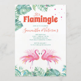 Watercolor Flamingo Twins Geburtstagsparty Einladung