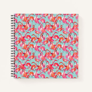 Watercolor Flamingos Gathered Notizbuch