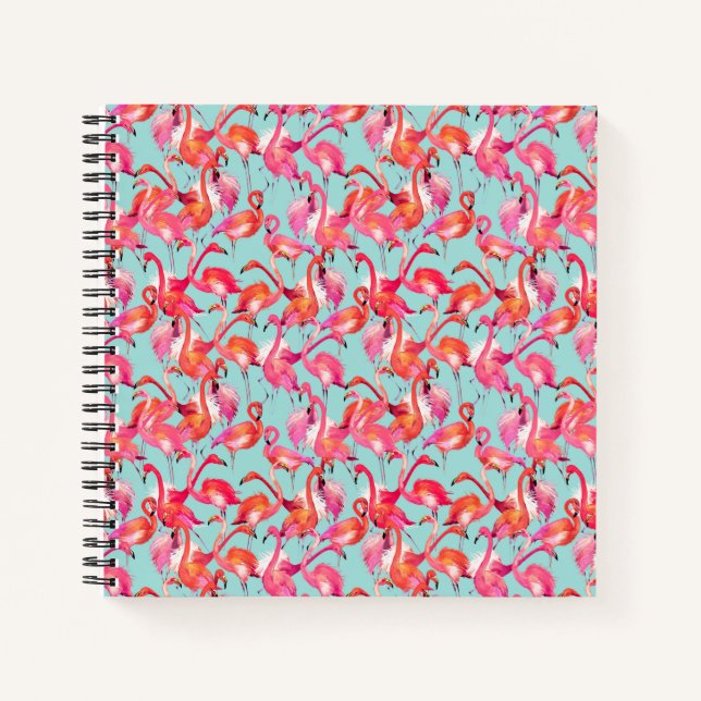 Watercolor Flamingos Gathered Notizbuch (Vorderseite)