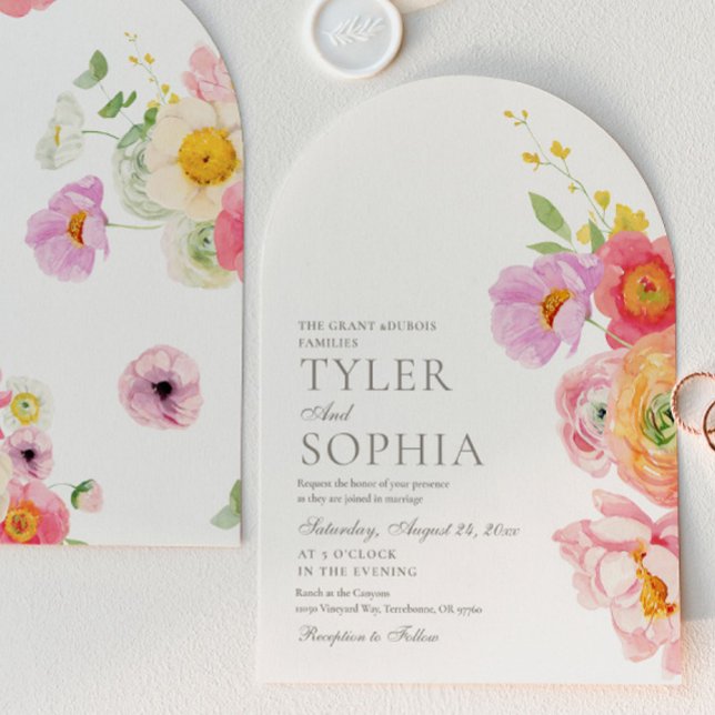 Watercolor Floral Arch Wedding Invitation Einladung (Von Creator hochgeladen)