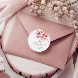 Watercolor Floral Baby In Bloom Round Thank You Fa Runder Aufkleber