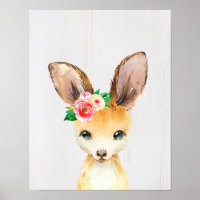 Watercolor Floral Baby Kangaroo Australische Tiere