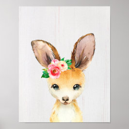 Watercolor Floral Baby Kangaroo Australische Tiere Poster