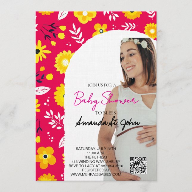 Watercolor Floral Baby Shower Invitation Einladung (Vorderseite)