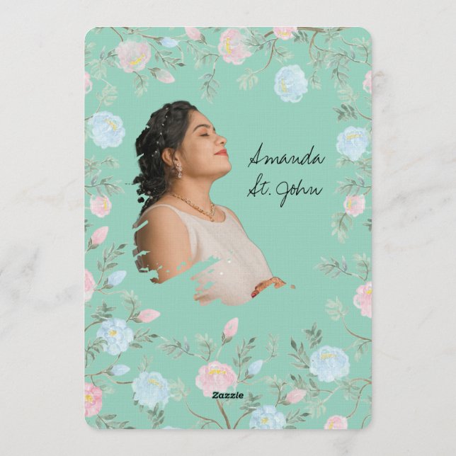 Watercolor Floral Baby Shower Invitation Einladung (Rückseite)