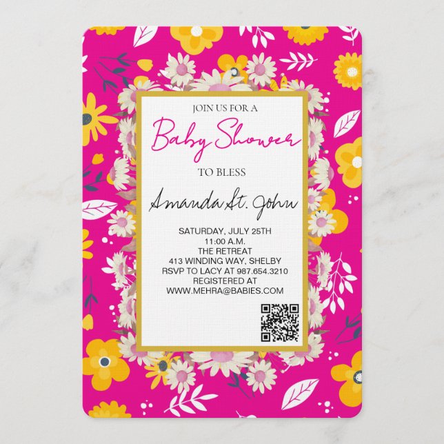 Watercolor Floral Baby Shower Invitation Einladung (Vorderseite)