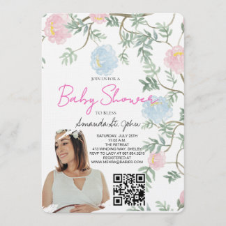 Watercolor Floral Baby Shower Invitation Einladung
