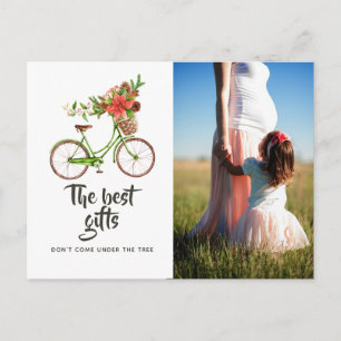Watercolor Floral Bicycle Weihnachtsjause erwartet Ankündigungspostkarte