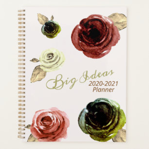 Watercolor Floral Big Ideas Gold & Off White 2021 Planer