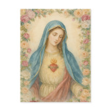 Watercolor Floral Blessed Mother Mary Catholic