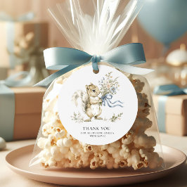 Watercolor Floral Bouquet Squirrel Baby Shower Geschenkanhänger