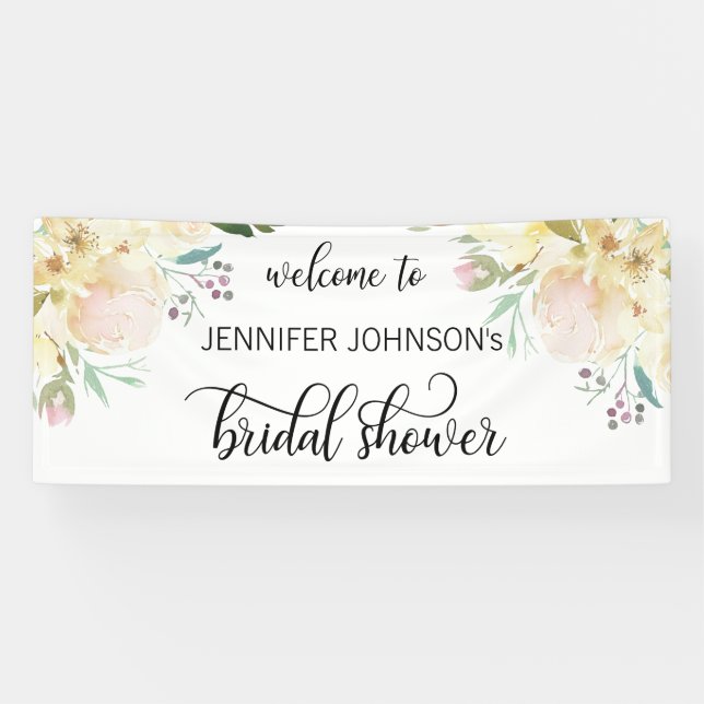 Watercolor Floral Brautparty WELCOME SIGN Banner (Horizontal)
