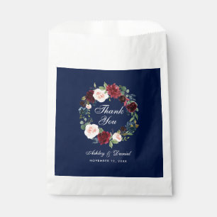 Watercolor Floral Burgundy Blue Wedding Danke Geschenktütchen