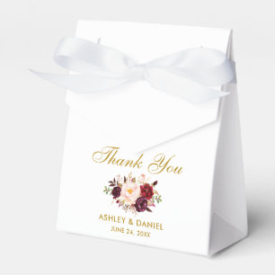 Watercolor Floral Burgundy Gold Wedding Danke B Geschenkschachtel