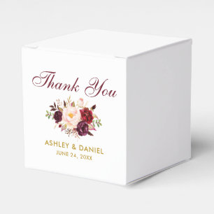 Watercolor Floral Burgundy Gold Wedding Danke Geschenkschachtel