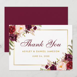 Watercolor Floral Burgundy Gold Wedding Danke SB