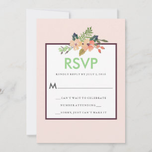 Watercolor Floral Corner Wedding RSVP Einladung