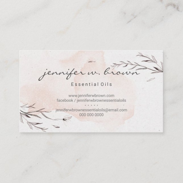 Watercolor Floral Custom Essential Oils Visitenkarte (Rückseite)