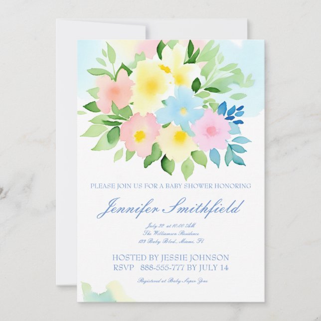 Watercolor FLORAL DESIGN Einladung (Vorderseite)