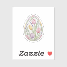 Watercolor Floral Easter Egg Tulips Lavender Aufkleber