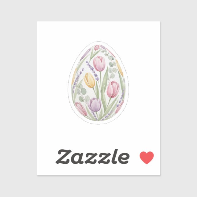 Watercolor Floral Easter Egg Tulips Lavender  Aufkleber (Blatt)