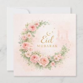 Watercolor Floral Eid Mubarak Card – Romantic Isla Einladung