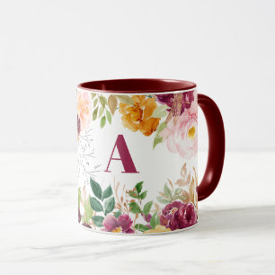 Watercolor floral elegant elegant bordeauxfarben M Tasse