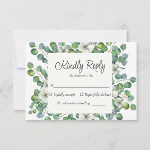 Watercolor Floral Eukalyptus Grüne Hochzeit RSVP Karte