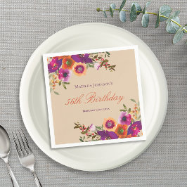 Watercolor Floral Fall Geburtstagsparty Serviette