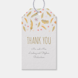 Watercolor Floral Feathers Boho Wedding Geschenkanhänger