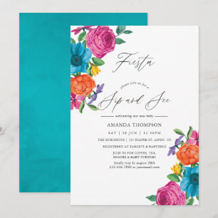 Watercolor Floral Fiesta Sip and See Einladung