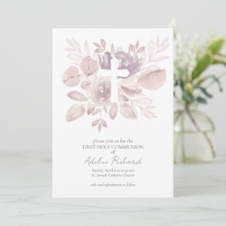 Watercolor Floral First Communion  Einladung