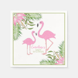 Watercolor Floral Flamingo Babydusche Serviette