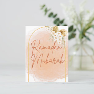 Watercolor Floral Frame Script Ramadan Mubarak Postkarte
