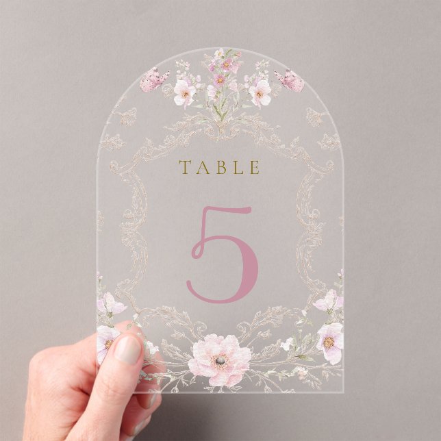 watercolor floral frame table number acryleinladungen (Insitu (Handheld))