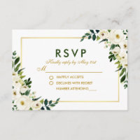 Watercolor Floral Green Wedding RSVP G