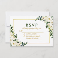 Watercolor Floral Green Wedding RSVP GB