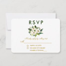 Watercolor Floral Green Wedding RSVP GG Karte