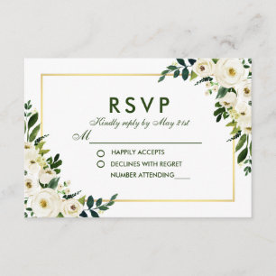 Watercolor Floral Green Wedding RSVP GS