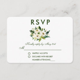 Watercolor Floral Green Wedding RSVP GS Karte