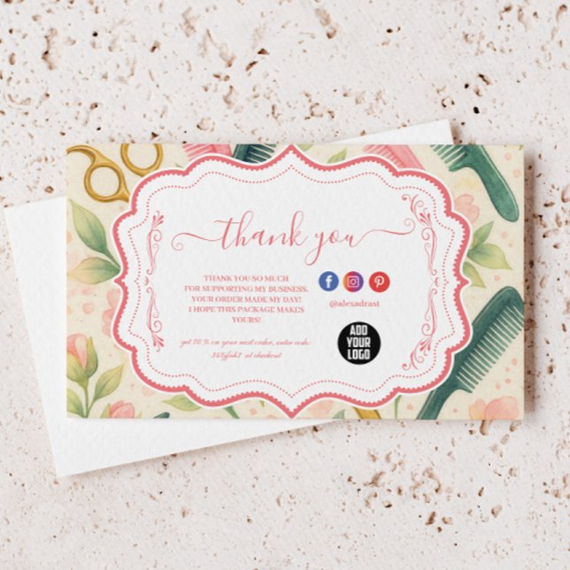 Watercolor Floral Hair Stylist Business Dankeskarte (Von Creator hochgeladen)