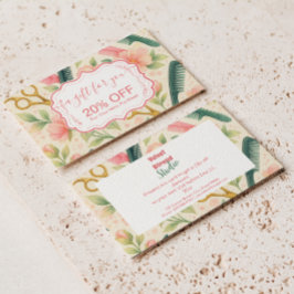 Watercolor Floral Hair Stylist Business Rabattkarte