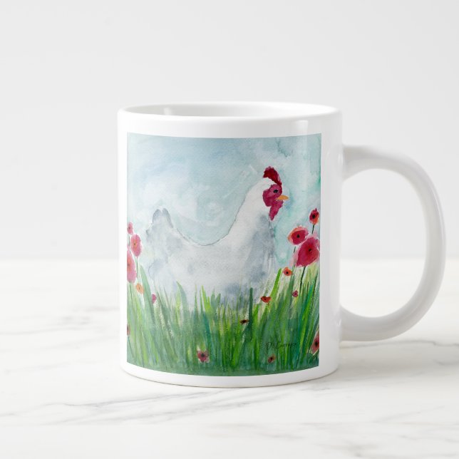 Watercolor Floral Hen Jumbo-Tasse (Rechts)