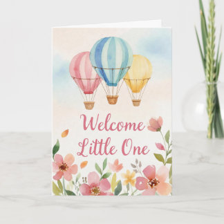 Watercolor Floral Hot Air Balloon Baby Shower Card Karte