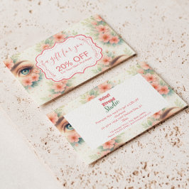 Watercolor Floral Lash Artist Beauty Studio Rabattkarte