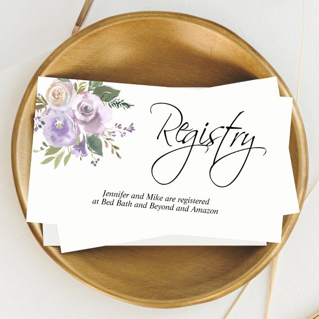 Watercolor Floral Lavender Lilac Wedding REGISTRY Begleitkarte (Von Creator hochgeladen)
