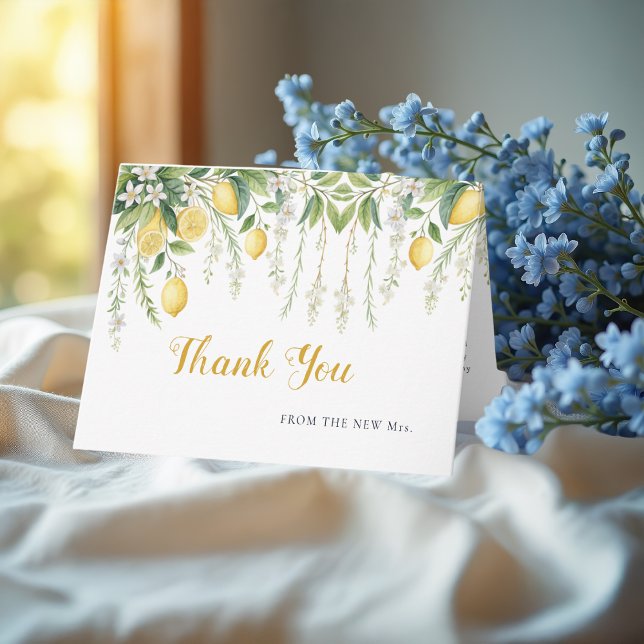 watercolor floral Lemon Bridal Shower Thank You  Dankeskarte (Von Creator hochgeladen)