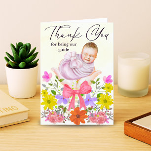 Watercolor Floral Midwoman Danke für die neue Baby