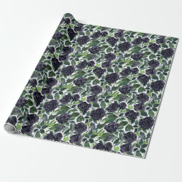 Watercolor floral motif: black roses geschenkpapier